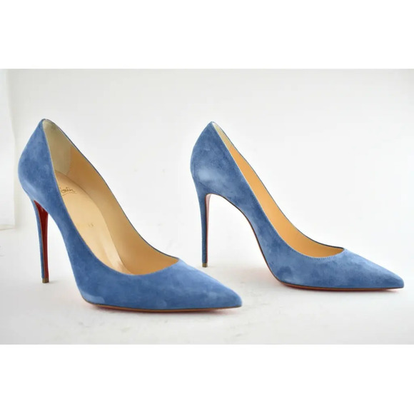 Christian Louboutin Kate 100 LAC Blue Suede Pointed Toe Classic Heel Pump 42 - Picture 4 of 12